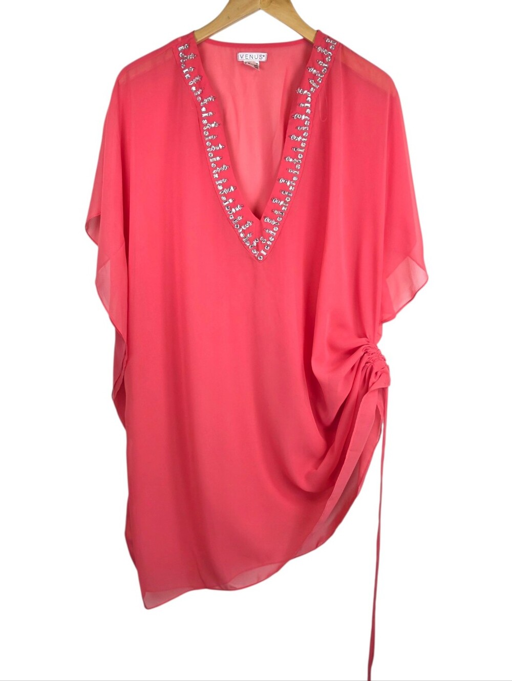 Venus Bright Sheer Cover Up Sz 1X Resortwear Beach Cruise Travel Lightweight EUC